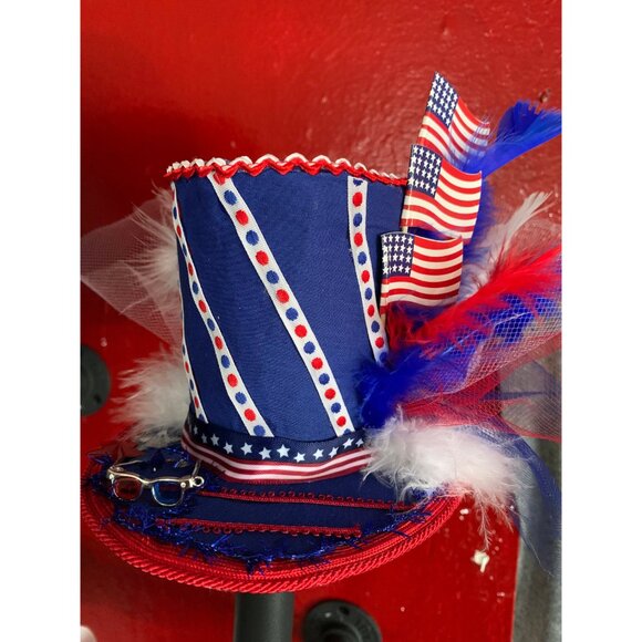 Fourth Of July Mini Blue Top Hat Fascinator main image 4